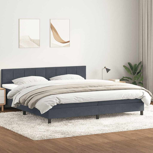 Box Spring Postel S Matrací Samet Tmavě Šedá