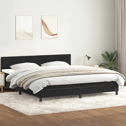 Box Spring Postel S Matrací Černá Samet Černá