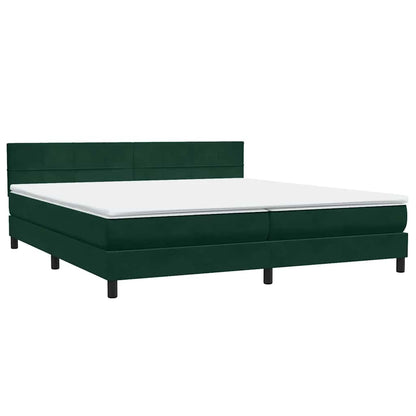 Box Spring Postel S Matrací Tmavě Zelená 180X220 Cm Samet
