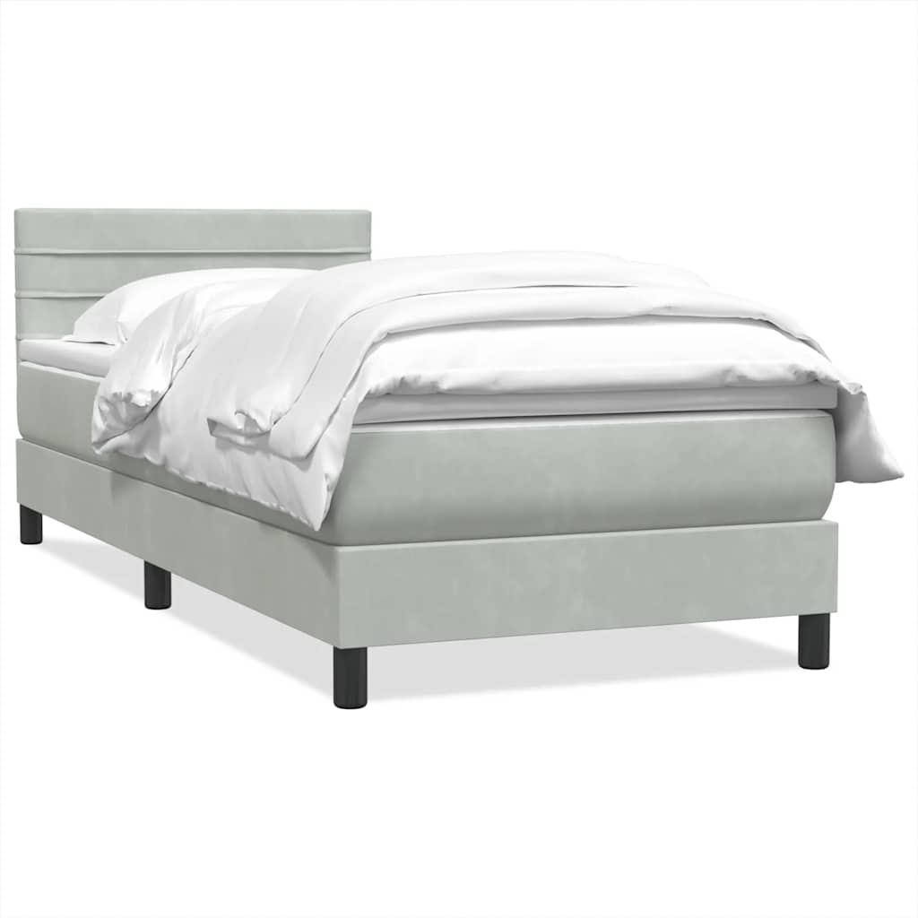 Box Spring Postel S Matrací Světle Šedá 80X210 Cm Samet