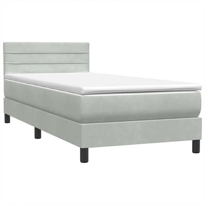 Box Spring Postel S Matrací Světle Šedá 80X210 Cm Samet