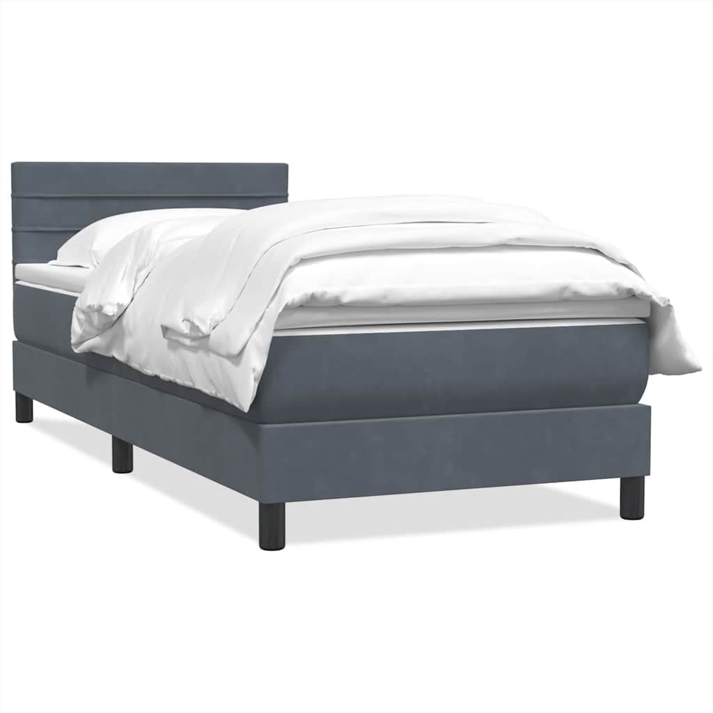 Box Spring Postel S Matrací Tmavě Šedá 80X210 Cm Samet