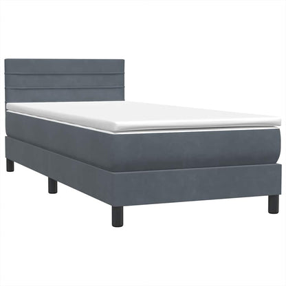 Box Spring Postel S Matrací Tmavě Šedá 80X210 Cm Samet