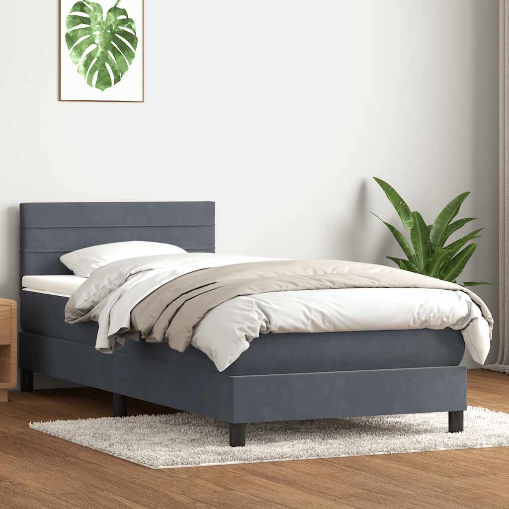 Box Spring Postel S Matrací Tmavě Šedá 80X210 Cm Samet