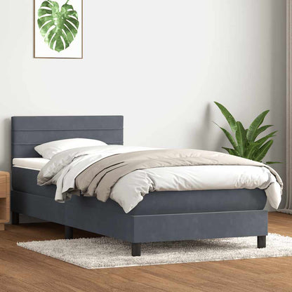Box Spring Postel S Matrací Tmavě Šedá 80X210 Cm Samet