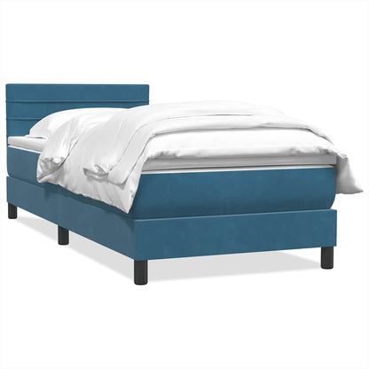 Box Spring Postel S Matrací Tmavě Modrá 80X210 Cm Samet