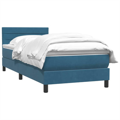 Box Spring Postel S Matrací Tmavě Modrá 80X210 Cm Samet