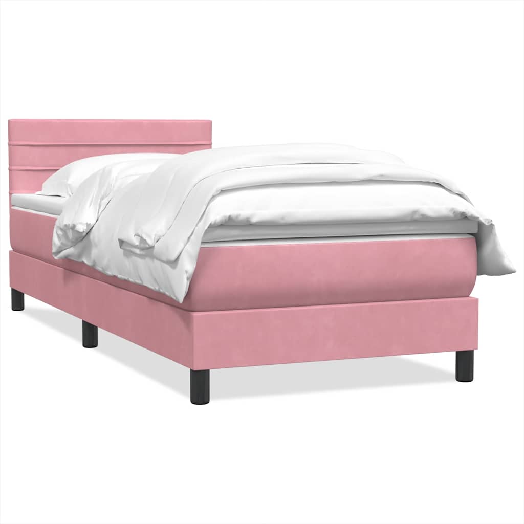 Box Spring Postel S Matrací Růžová 90X210 Cm Samet