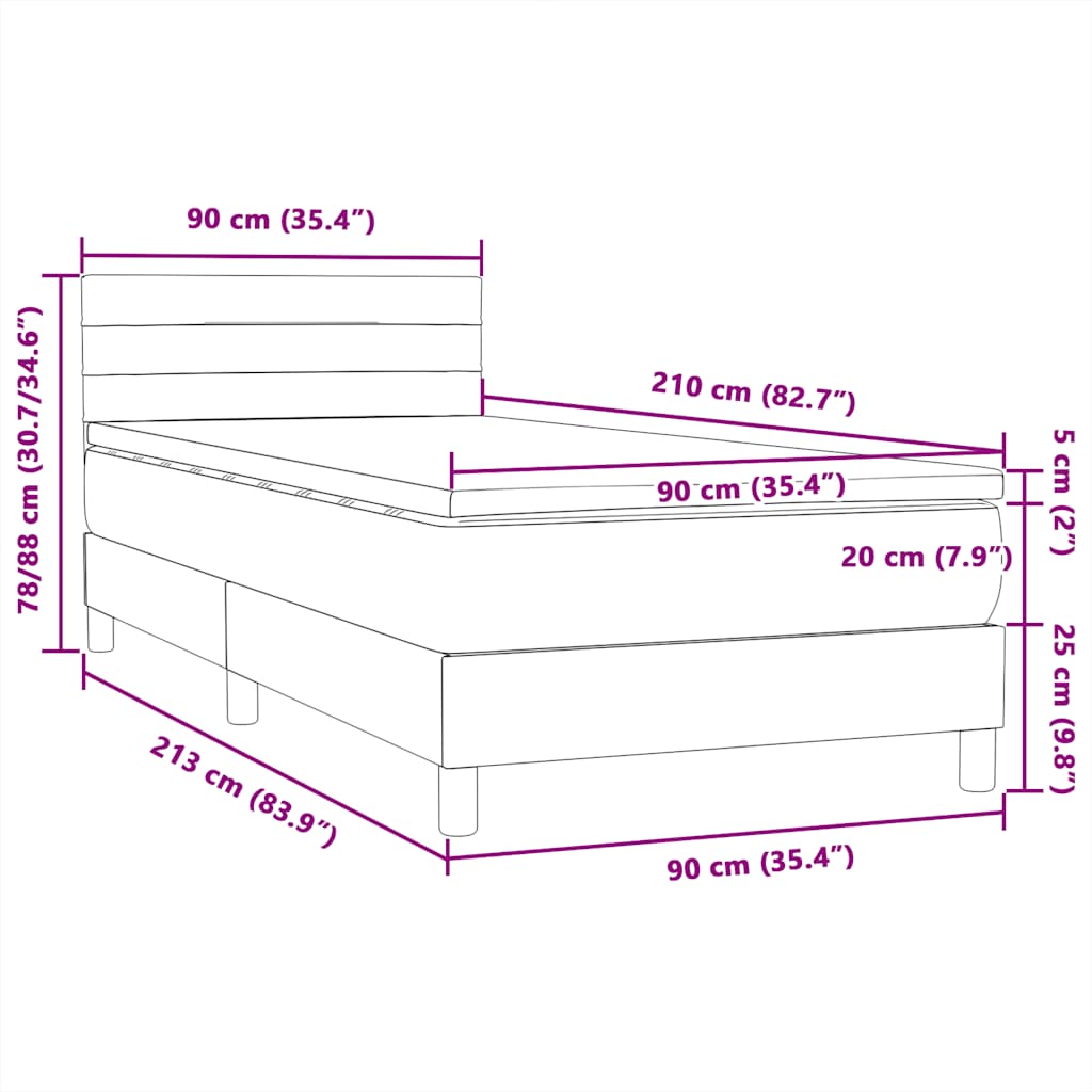 Box Spring Postel S Matrací Růžová 90X210 Cm Samet