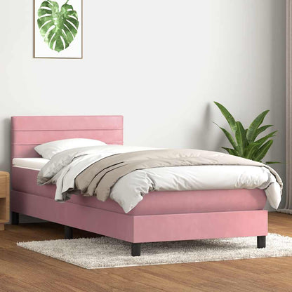 Box Spring Postel S Matrací Růžová 90X210 Cm Samet