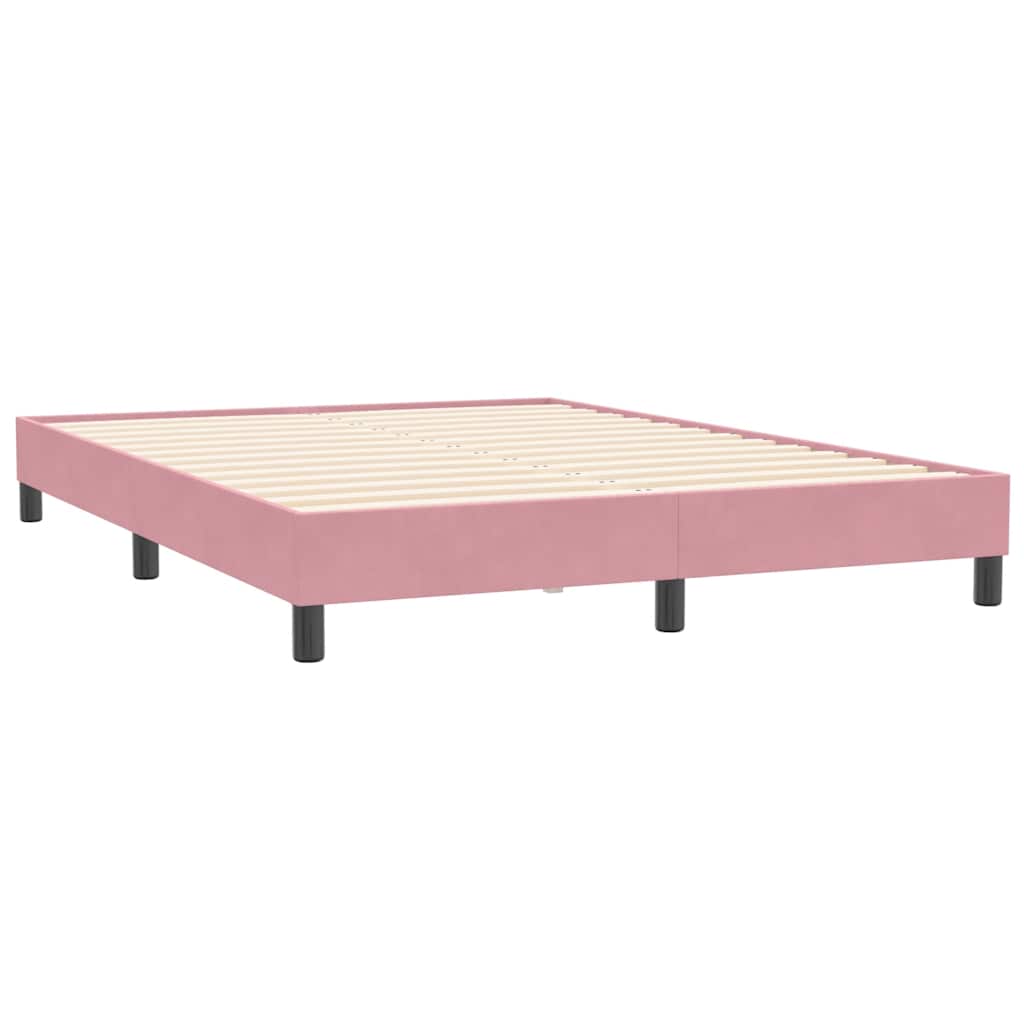 Box Spring Postel S Matrací Růžová 140X210 Cm Samet