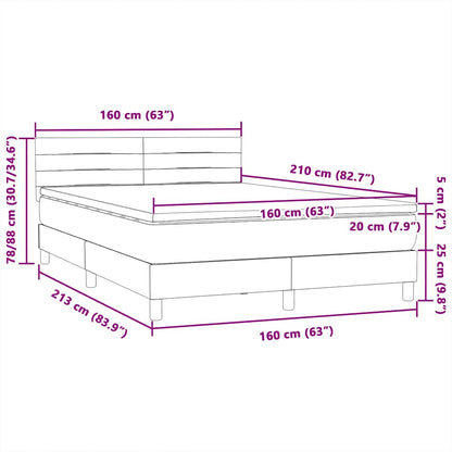 Box Spring Postel S Matrací Tmavě Šedá 160X210 Cm Samet