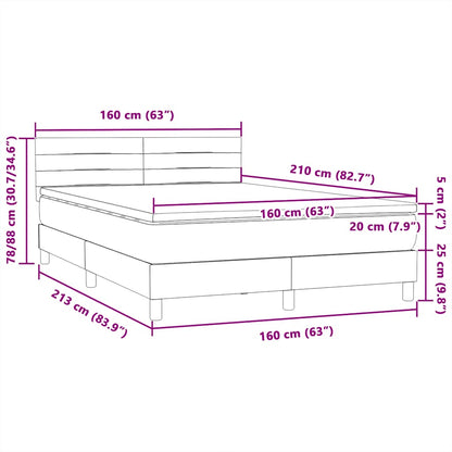 Box Spring Postel S Matrací Černá 160X210 Cm Samet