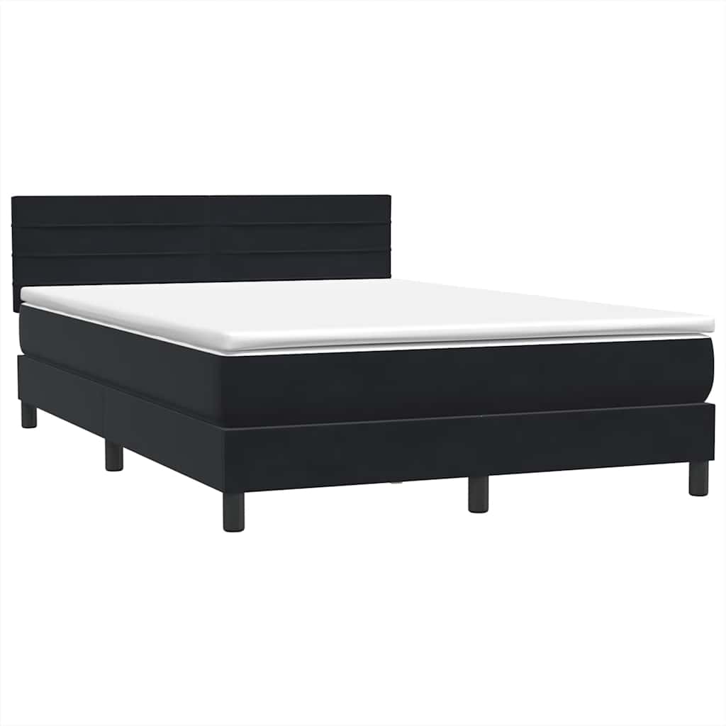 Box Spring Postel S Matrací Černá 160X210 Cm Samet