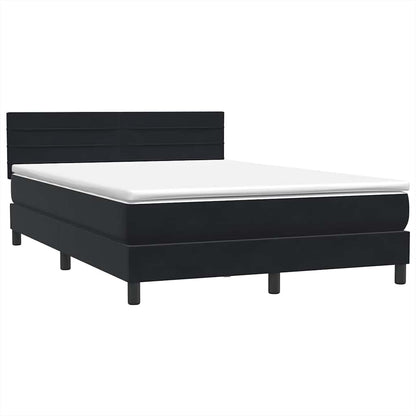 Box Spring Postel S Matrací Černá 160X210 Cm Samet