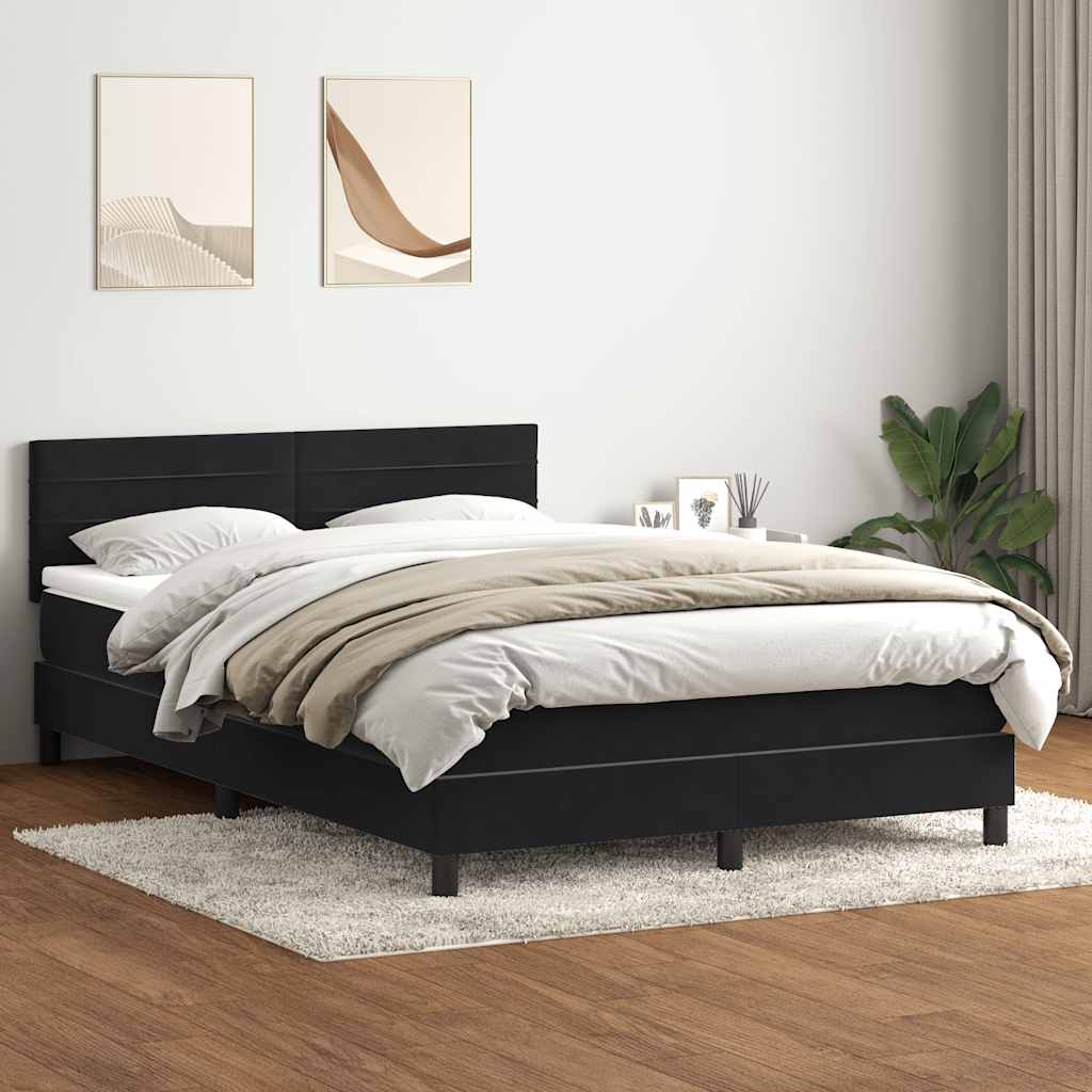 Box Spring Postel S Matrací Černá 160X210 Cm Samet