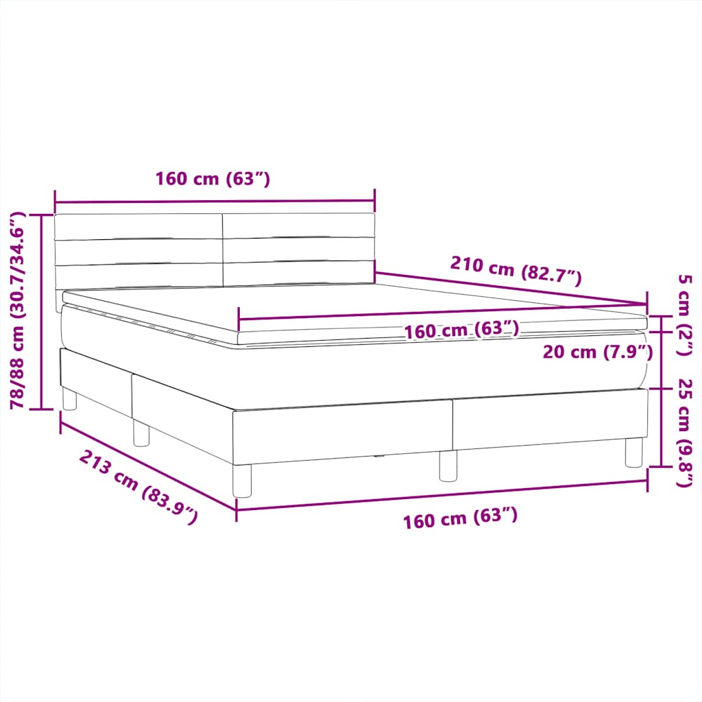 Box Spring Postel S Matrací Růžová 160X210 Cm Samet