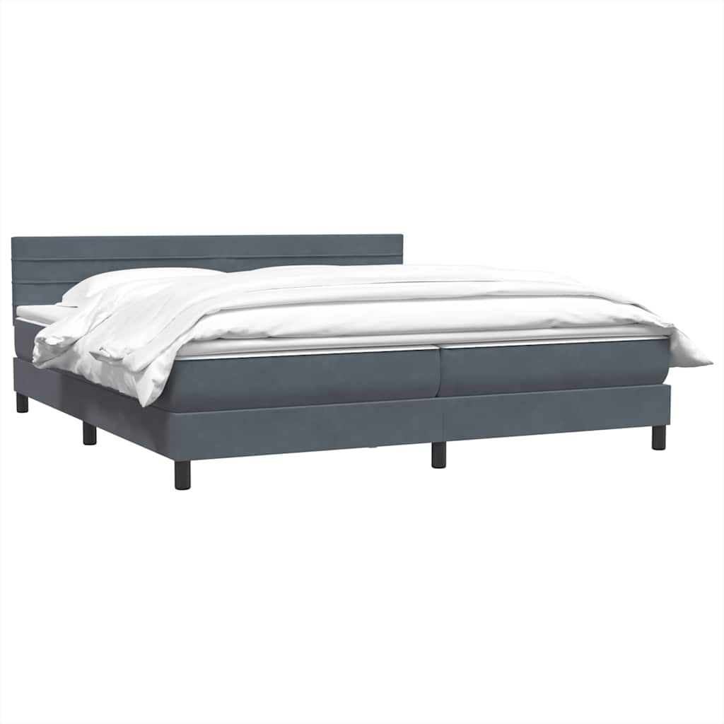 Box Spring Postel S Matrací Tmavě Šedá 180X210 Cm Samet