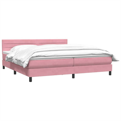 Box Spring Postel S Matrací Růžová 180X210 Cm Samet