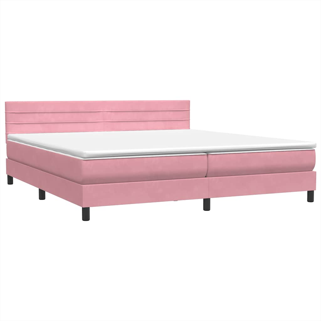 Box Spring Postel S Matrací Růžová 180X210 Cm Samet