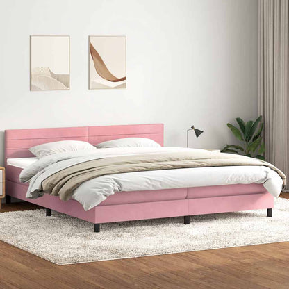 Box Spring Postel S Matrací Růžová 180X210 Cm Samet