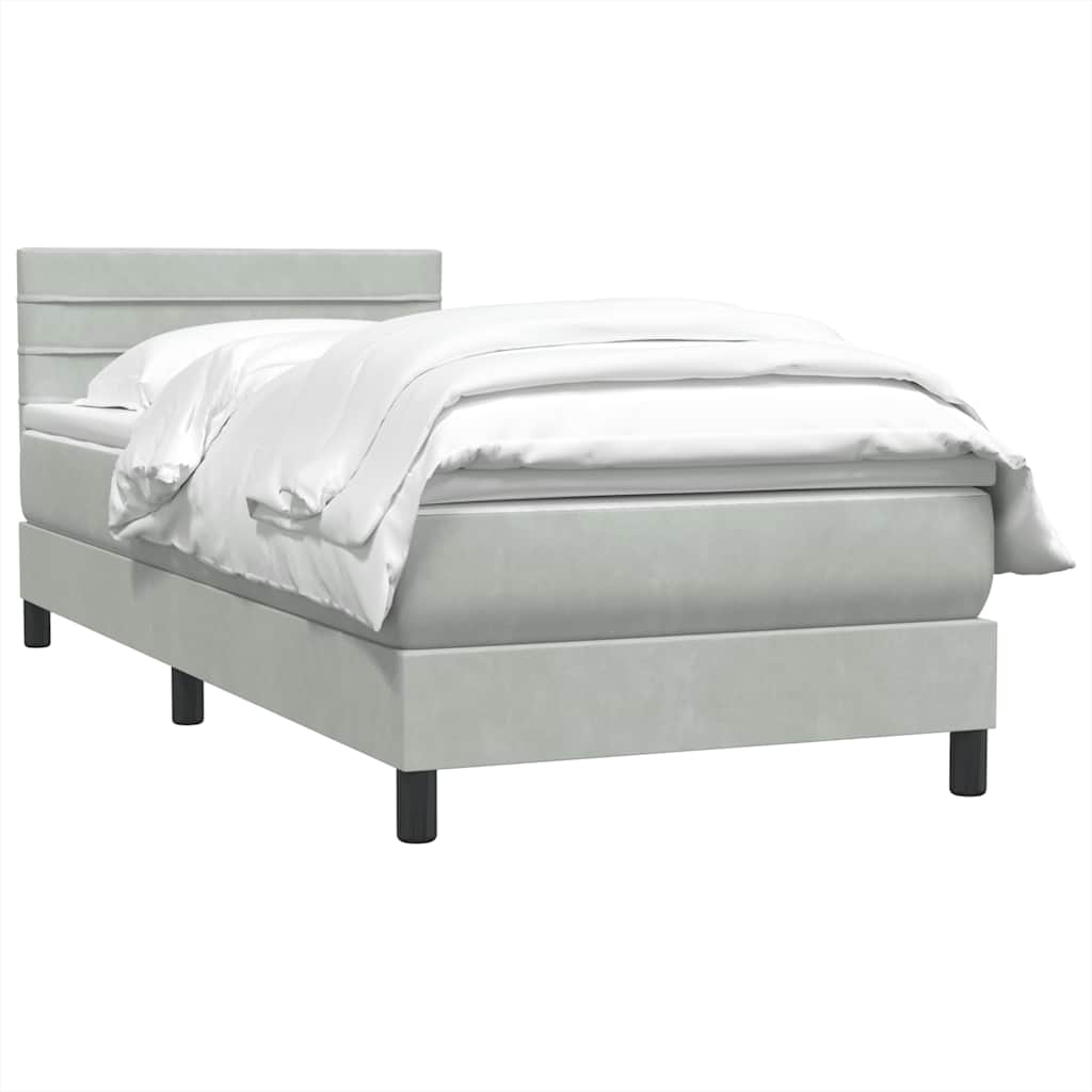 Box Spring Postel S Matrací Světle Šedá 80X220 Cm Samet