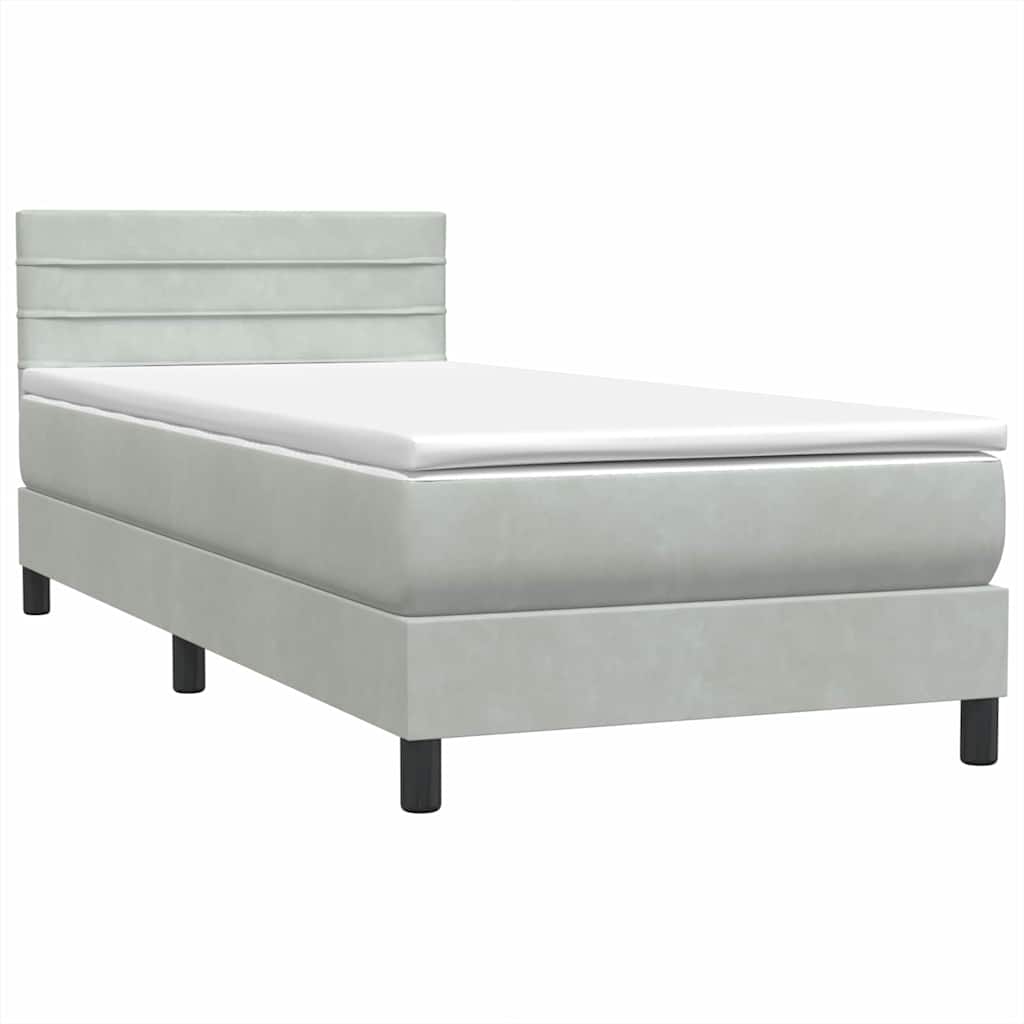 Box Spring Postel S Matrací Světle Šedá 80X220 Cm Samet