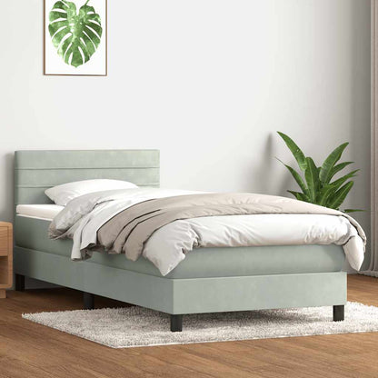 Box Spring Postel S Matrací Světle Šedá 80X220 Cm Samet