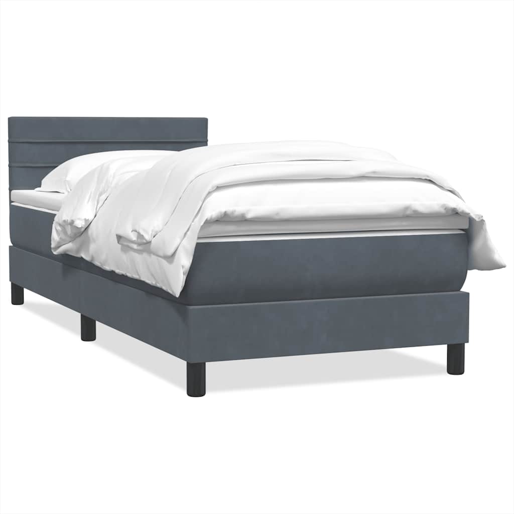Box Spring Postel S Matrací Tmavě Šedá 80X220 Cm Samet
