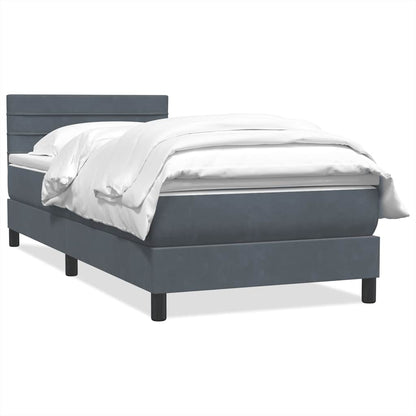 Box Spring Postel S Matrací Tmavě Šedá 80X220 Cm Samet