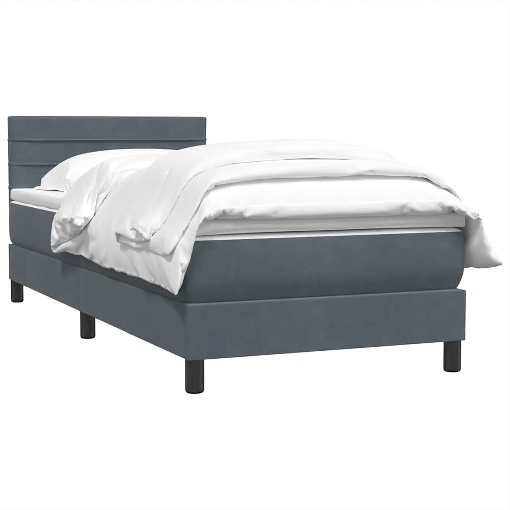 Box Spring Postel S Matrací Tmavě Šedá 80X220 Cm Samet