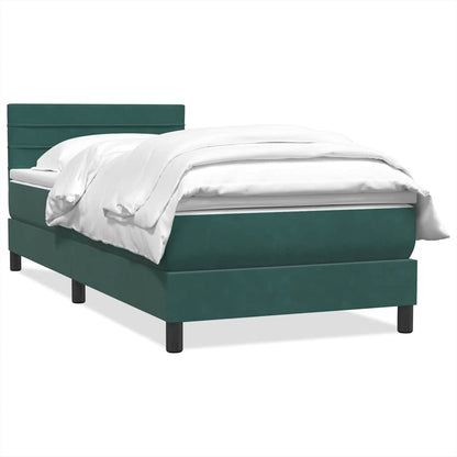 Box Spring Postel S Matrací Tmavě Zelená 80X220 Cm Samet
