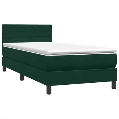 Box Spring Postel S Matrací Tmavě Zelená 80X220 Cm Samet