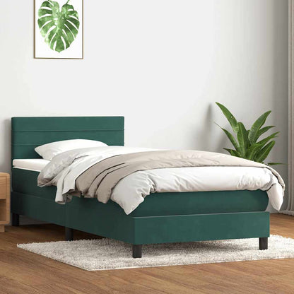 Box Spring Postel S Matrací Tmavě Zelená 80X220 Cm Samet