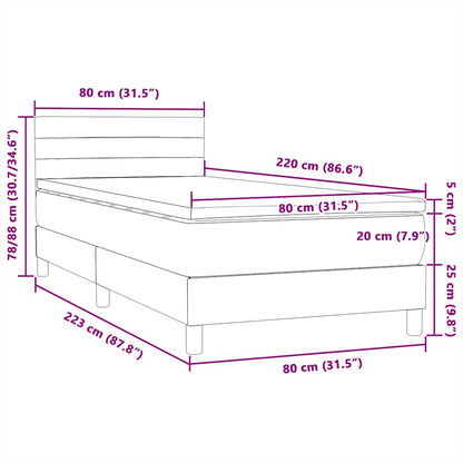 Box Spring Postel S Matrací Tmavě Modrá 80X220 Cm Samet