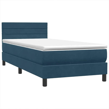 Box Spring Postel S Matrací Tmavě Modrá 80X220 Cm Samet