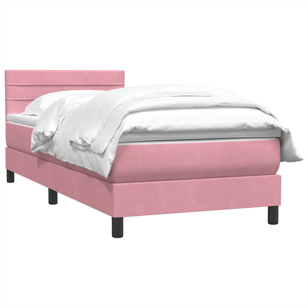 Box Spring Postel S Matrací Růžová 80X220 Cm Samet