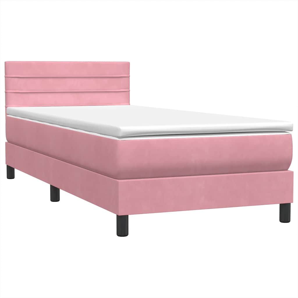 Box Spring Postel S Matrací Růžová 80X220 Cm Samet