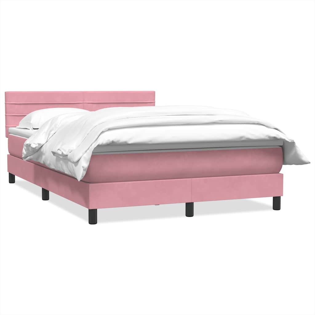 Box Spring Postel S Matrací Růžová 140X220 Cm Samet