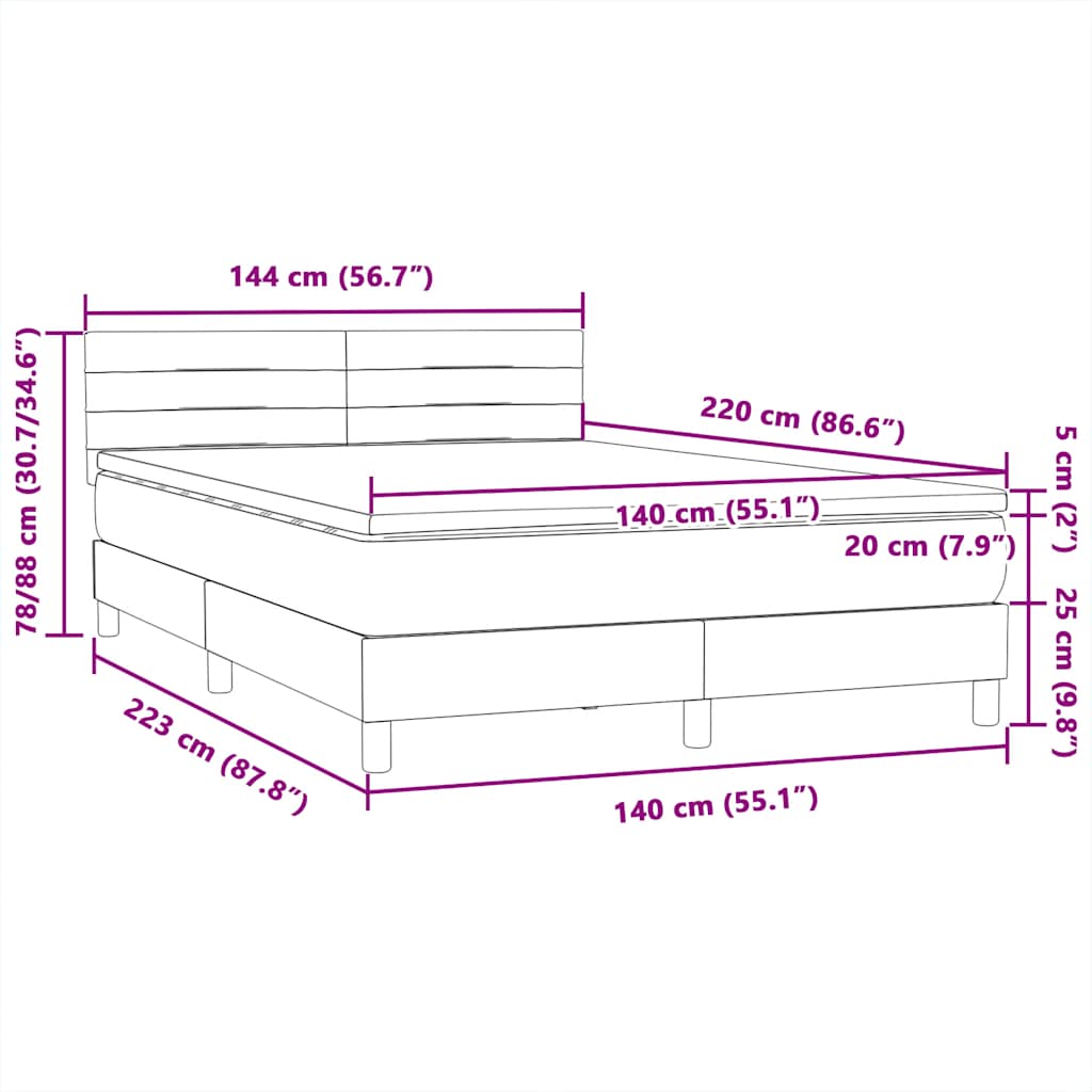 Box Spring Postel S Matrací Růžová 140X220 Cm Samet