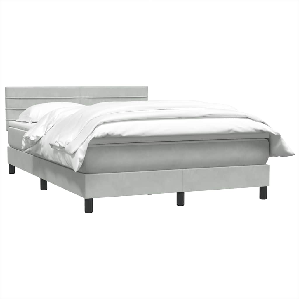 Box Spring Postel S Matrací Světle Šedá 160X220 Cm Samet