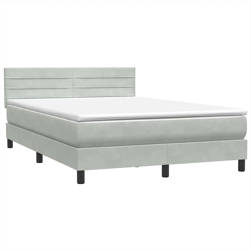 Box Spring Postel S Matrací Světle Šedá 160X220 Cm Samet