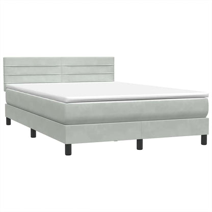 Box Spring Postel S Matrací Světle Šedá 160X220 Cm Samet