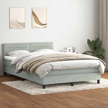 Box Spring Postel S Matrací Světle Šedá 160X220 Cm Samet