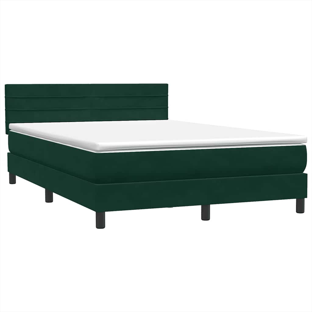 Box Spring Postel S Matrací Tmavě Zelená 160X220 Cm Samet
