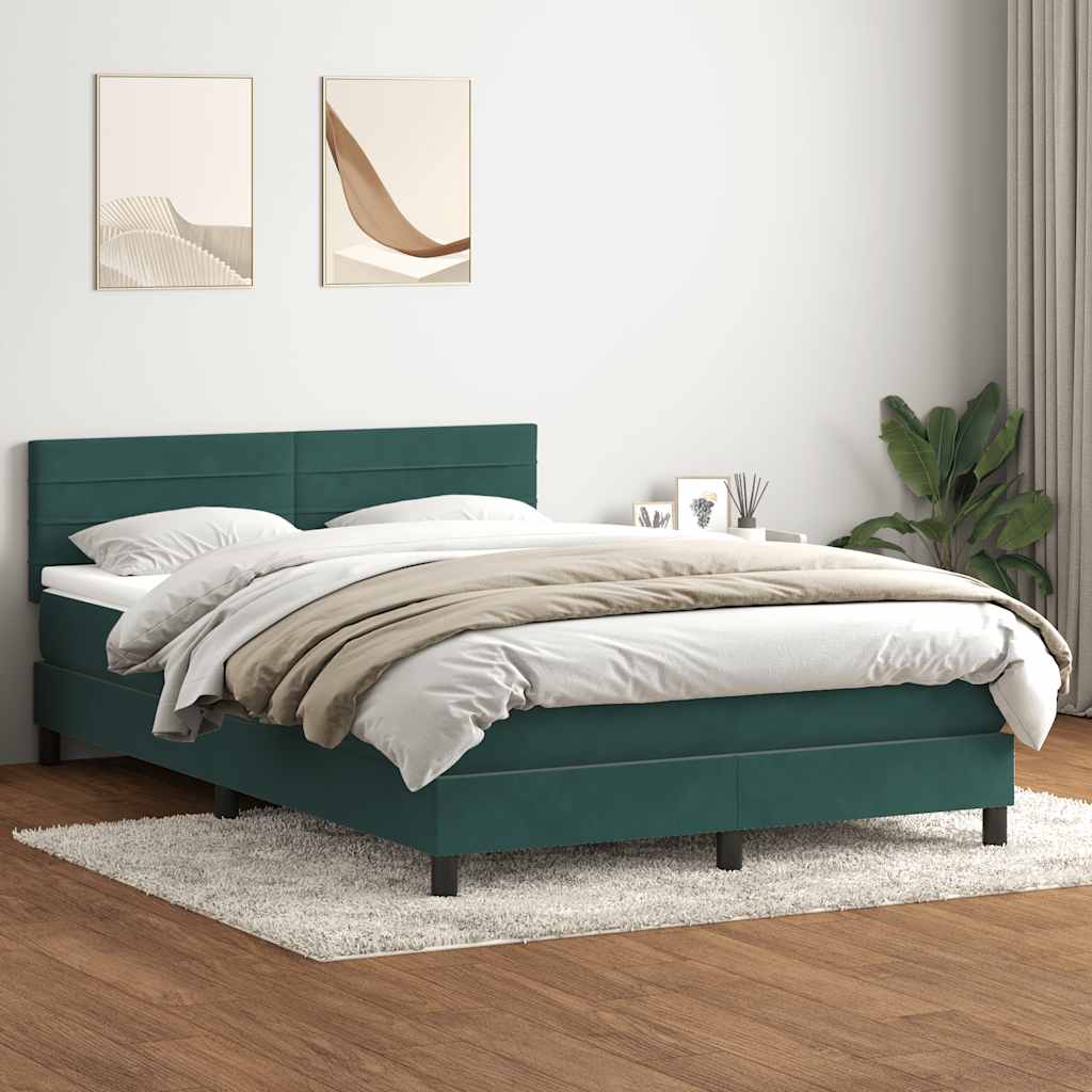 Box Spring Postel S Matrací Tmavě Zelená 160X220 Cm Samet