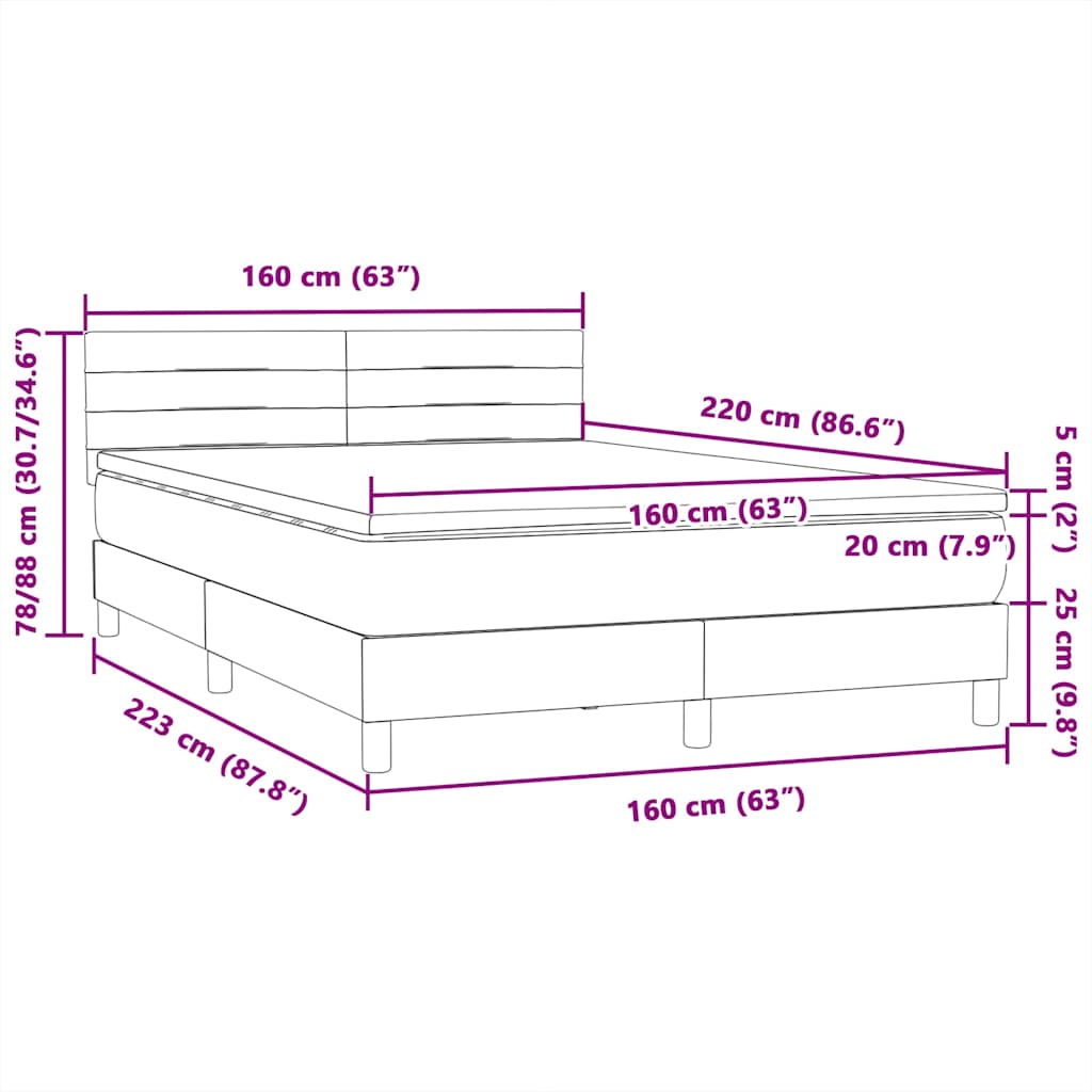 Box Spring Postel S Matrací Růžová 160X220 Cm Samet