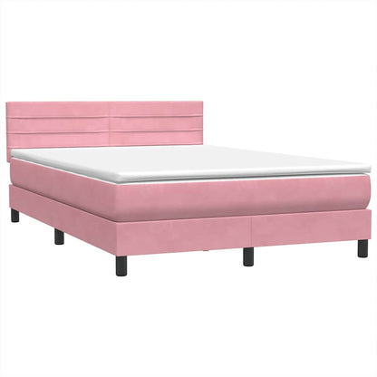 Box Spring Postel S Matrací Růžová 160X220 Cm Samet