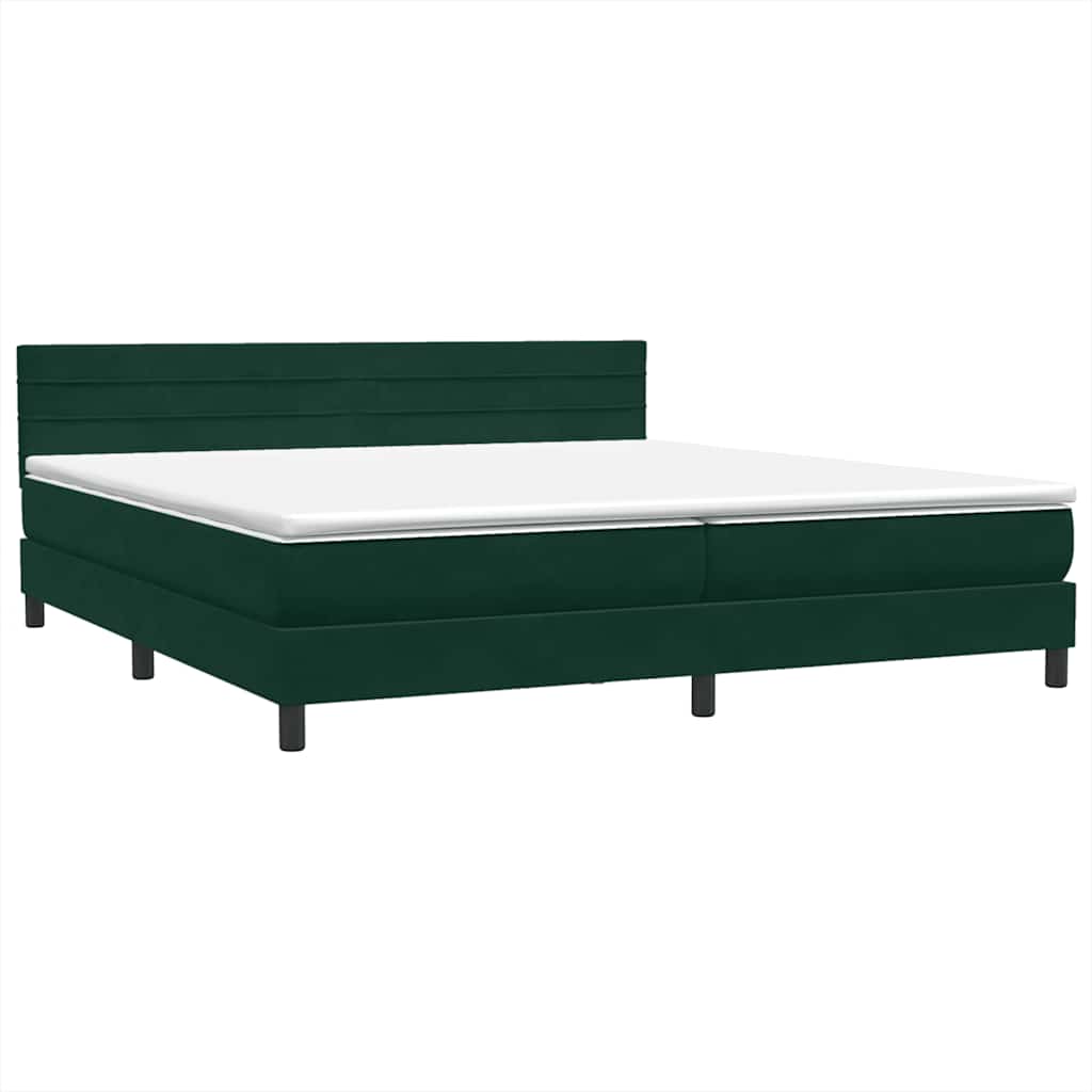 Box Spring Postel S Matrací Tmavě Zelená 180X220 Cm Samet