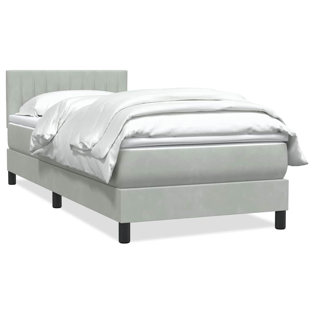 Box Spring Postel S Matrací Samet Světle Šedá